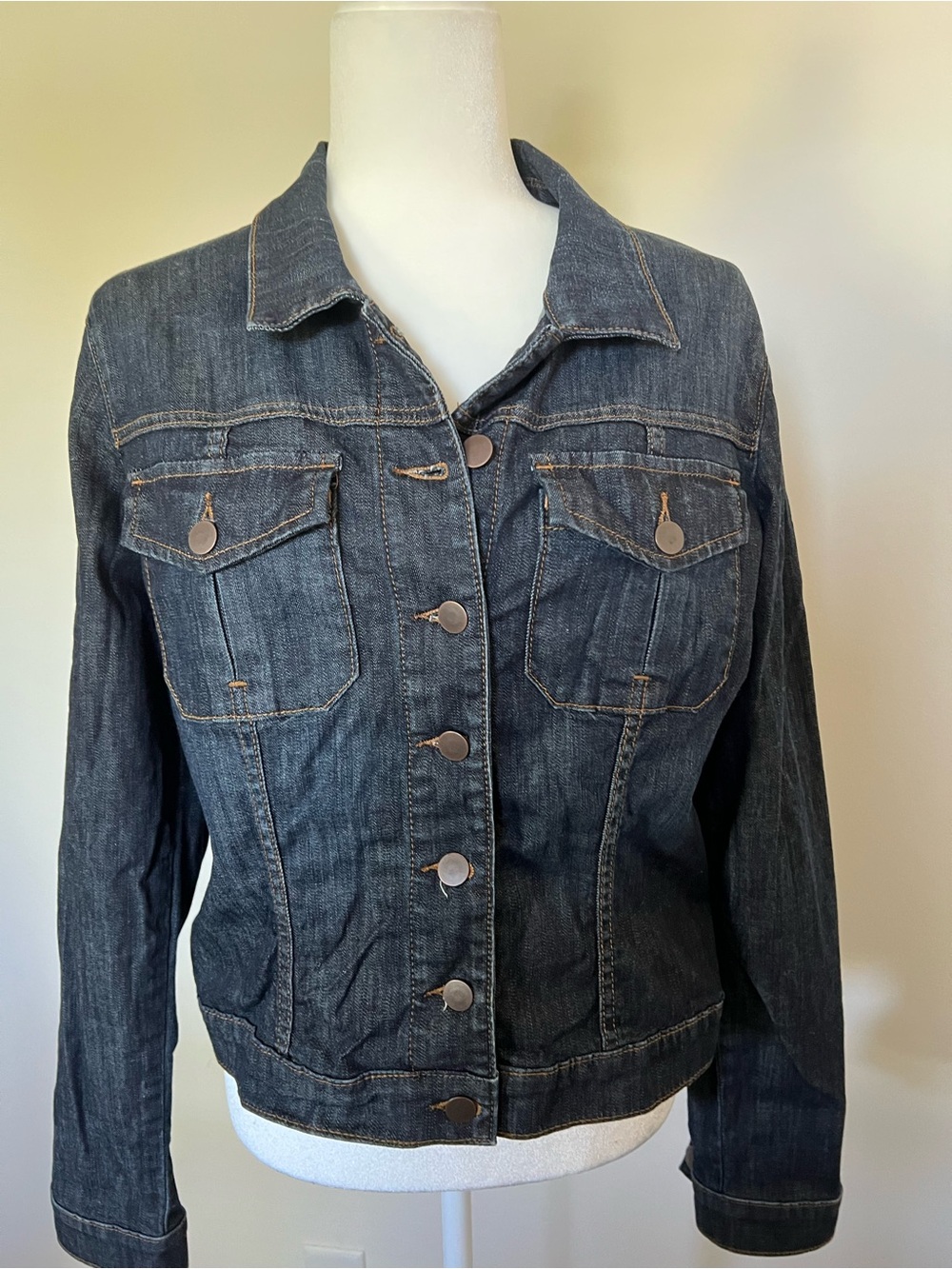 Kut from the Kloth Indigo Blue Denim Jacket with Contrast Stitching